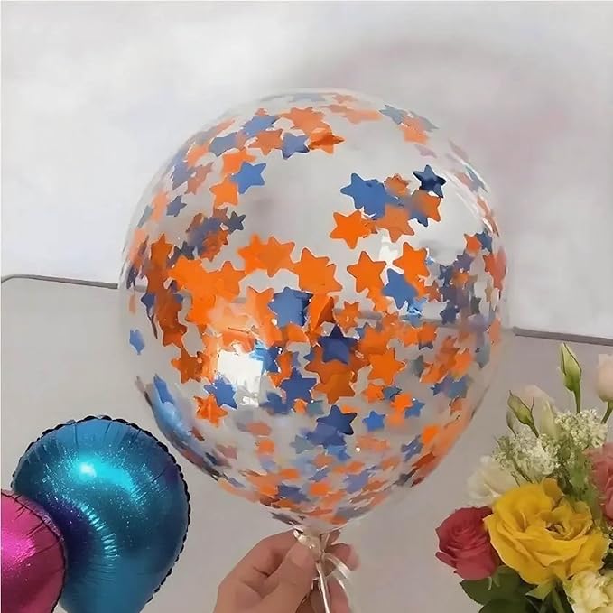 Orange Blue Metallic Foil Star Confetti 0.78inch/2cm 8000Pcs Table Confetti - Image 3