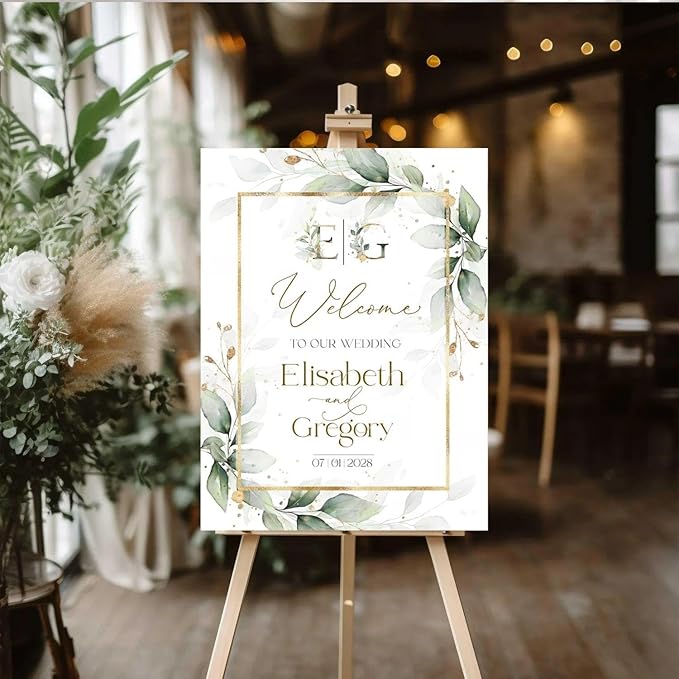 Welcome Wedding Signs, Modern Gold Sage Green Wedding Sign Decorations Signage - Image 2