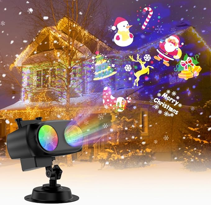 Holiday Projector Lights Outdoor, 2-in-1 HD LED Outdoor Projectors by Eueiriup