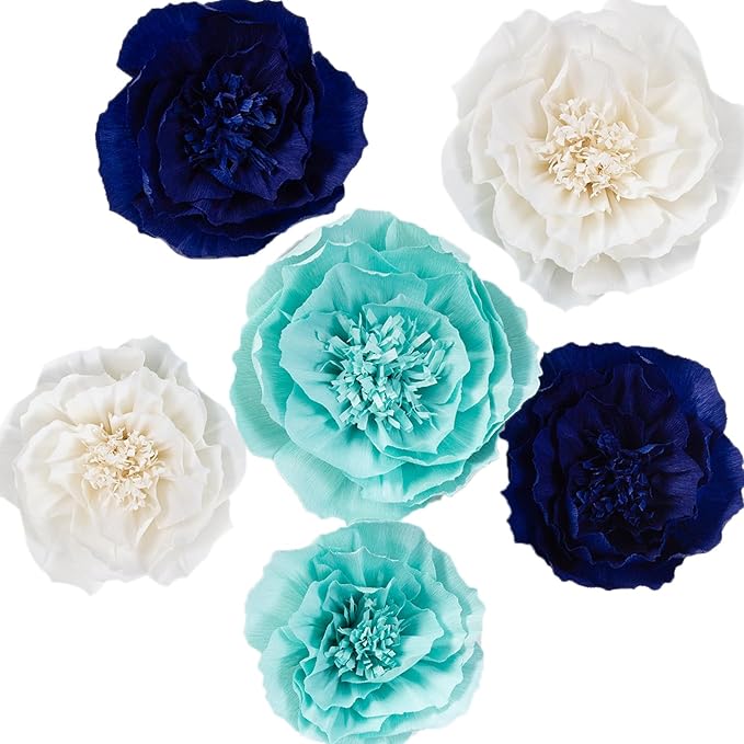 Paper Flower Decorations for Wall, Baby Boy Nursery Wall Decor, Bridal Shower by KEYSPRING