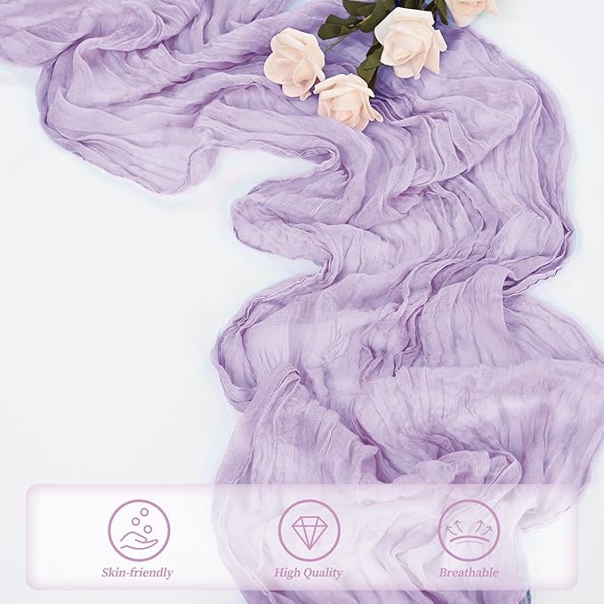 6 Pack Lilac Cheesecloth Table Runner 10FT Rustic Gauze Cheese Cloth Table - Image 5