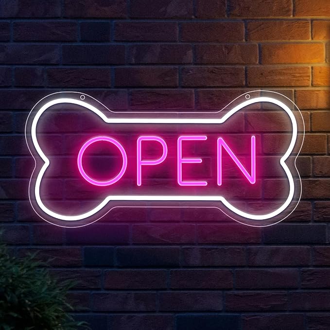 Led Neon Open Sign For Business, Dog Bone Neon Sign Art Pet Shop, Welcome Sign by STOERNEON