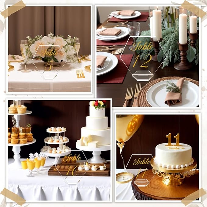 OurWarm Large Acrylic Wedding Table Numbers 1-20, Hexagon Multi-functional - Image 6