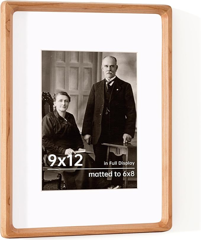 9x12 Picture Frame USA-Sourced Natural Cherry Wood Solid Original Wood Photo by Dreamland