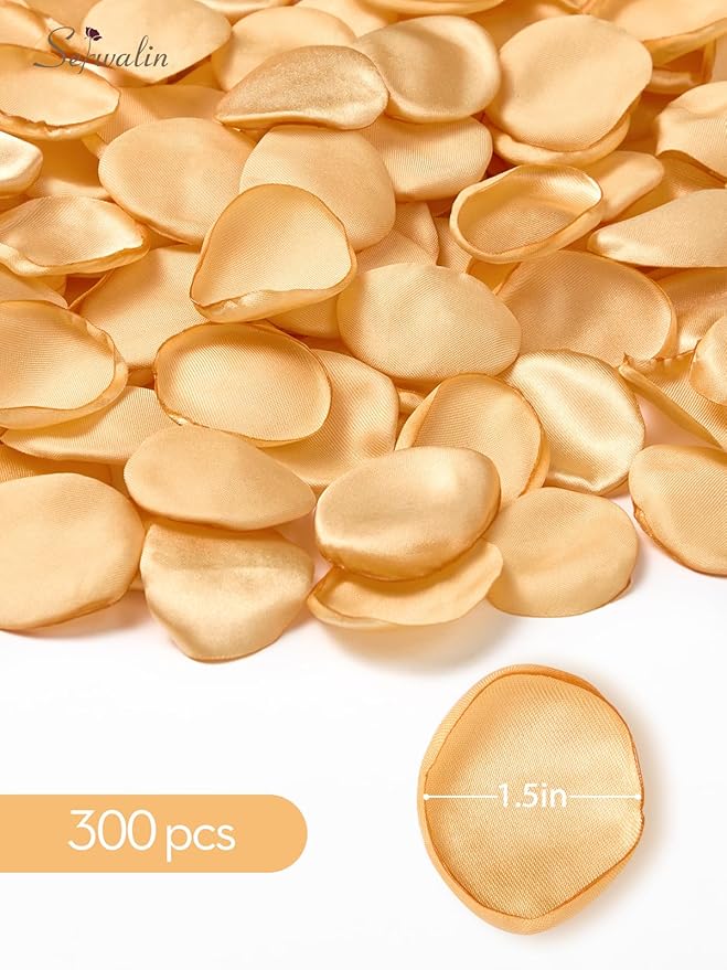 Serwalin 300Pcs Silk Rose Petals Fake Flower Petals Champagne Gold Artificial - Image 8
