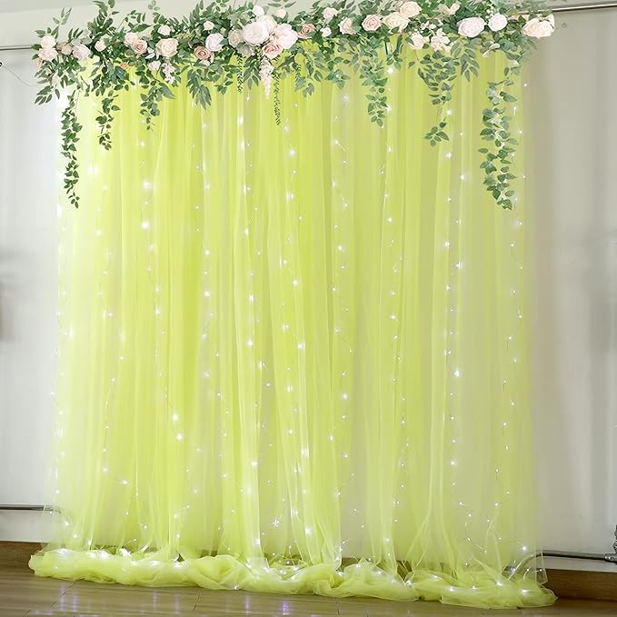 Yellow Sheer Tulle Backdrop Curtains - Image 2