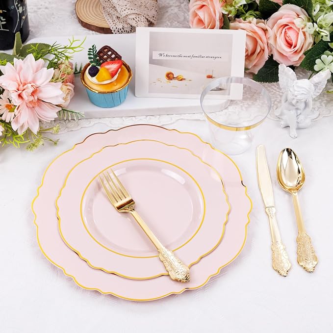 Liacere 350PCS Pink Plates Disposable - Image 6