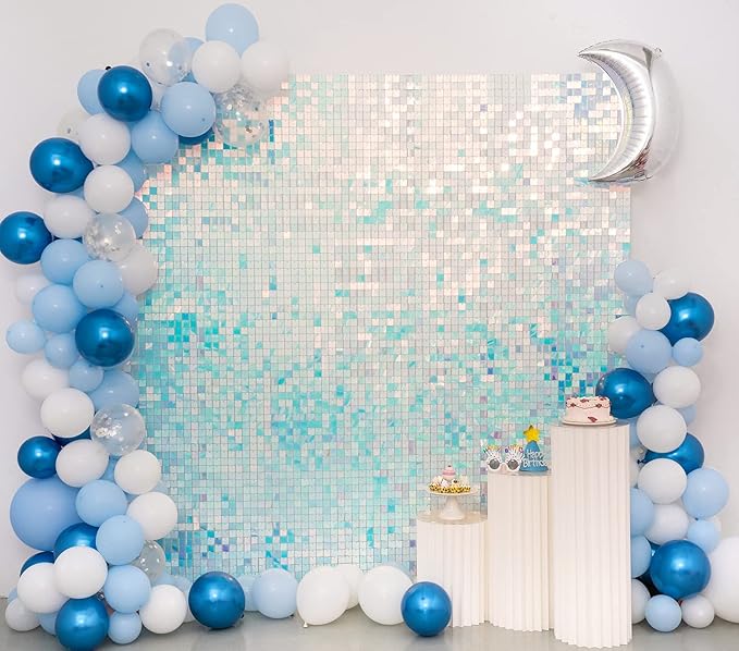 Kate Square Rainbow Blue Sequin Wall Panels Wedding Decoration Wall Shimmer - Image 4