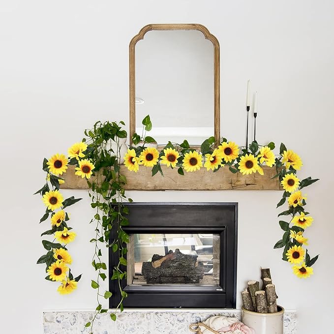 Uieke 12PCS Artificial Sunflower Garland, 7.5ft/Strand Silk Sunflowers Hanging - Image 8