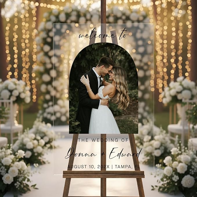 Personalized Wedding Photo Acrylic Welcome Sign – Custom Picture Board - Image 2