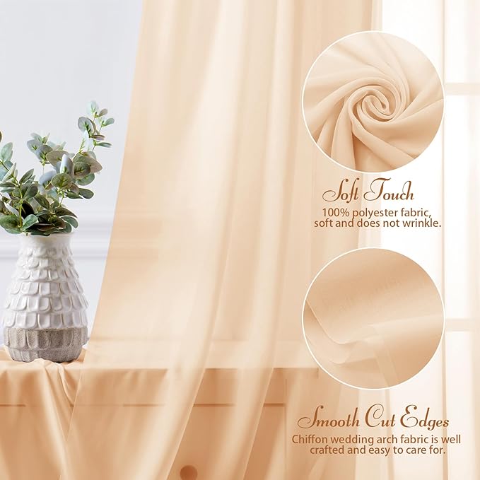 SiinvdaBZX 2 Panels Wedding Arch Draping Fabric 30" x 20Ft Peach Pink Sheer - Image 4