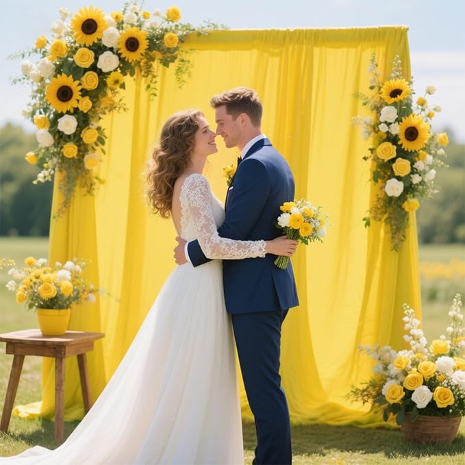 Sugargirl 10x10FT Yellow Backdrop Curtains Polyester Photo Backdrop Drapes - Image 4