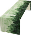 Foggy Forest Table Runner, Watercolor Wreen Misty Forest Landscape Table Runner by Unknown