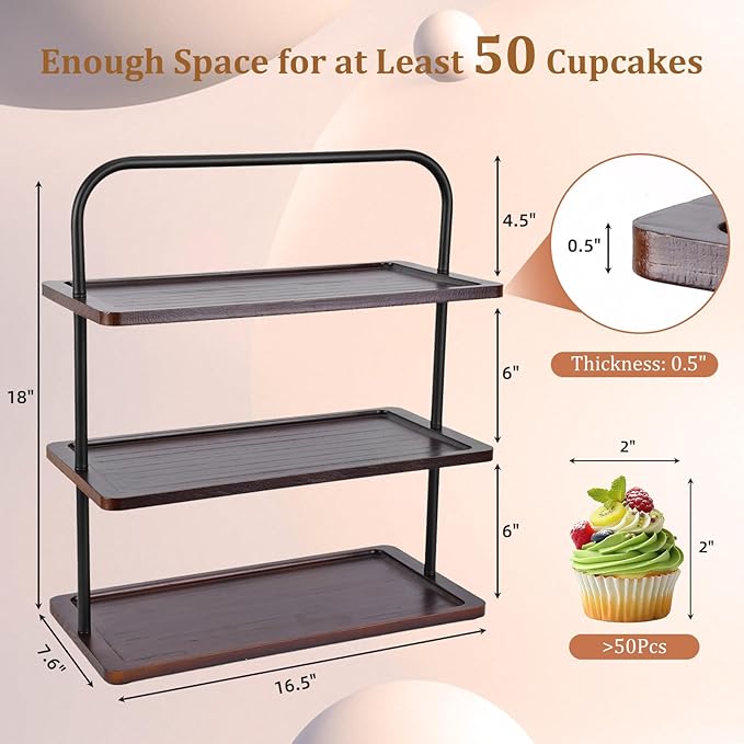 Solid Hardwood Cupcake Stand, Raised Edges - Image 5