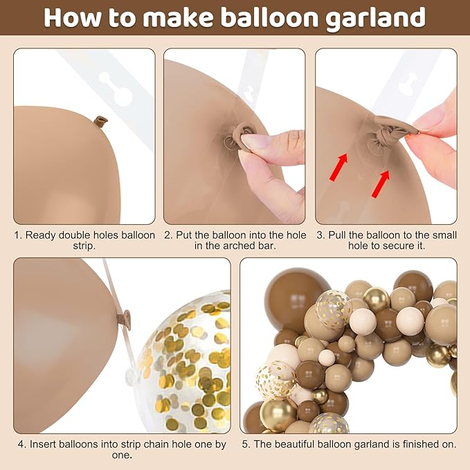 Amandir 153pcs Brown Balloon Garland Arch Kit, Different Sizes 18 12 10 5 inch - Image 3