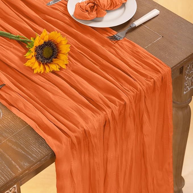 Orange Cheesecloth Table Runner 4 Pack Halloween Orange Table Runners Boho - Image 4