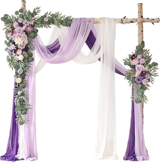 Deluxe Purple Artificial Wedding Arch Flowers by WEIERYUE
