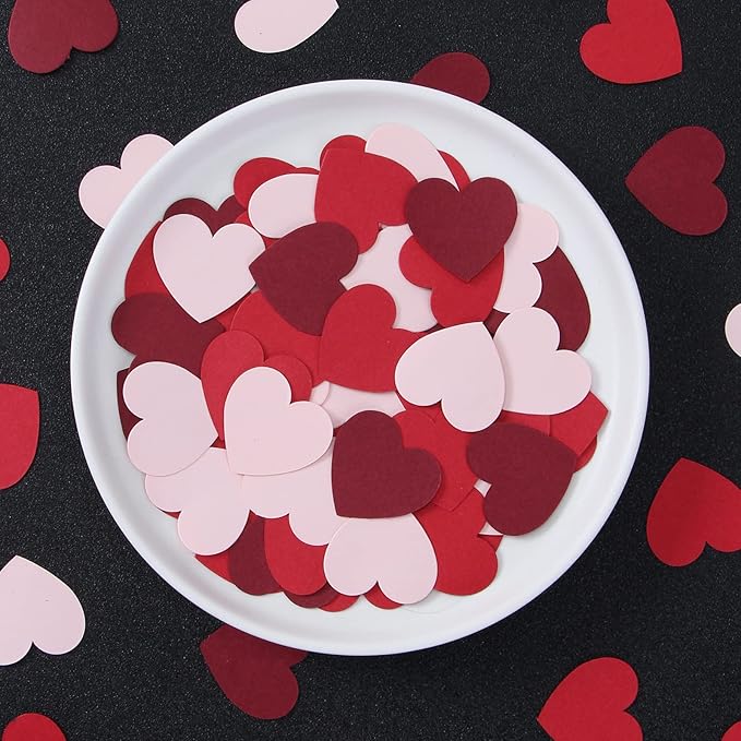 Pink Red Burgundy 300Pcs Paper Heart Confetti Table Decorations Engagement - Image 2