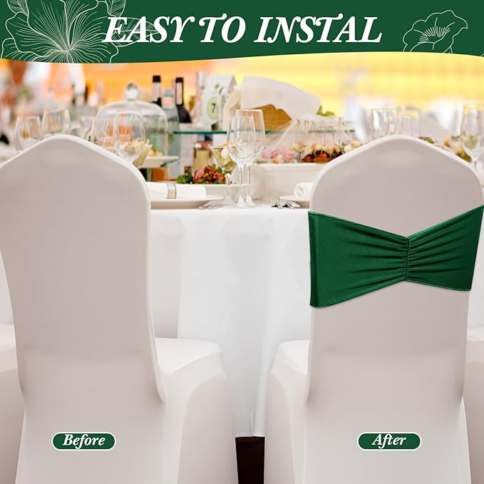 Moukeren 100 Pcs Spandex Chair Sashes Bows Bands Slider Sashes - Image 4