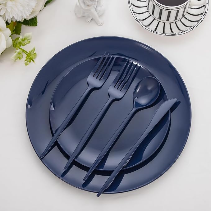 PULOTE 150PCS Blue Plastic Silverware Set - Image 6