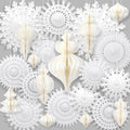 Cinnvoice 16 Pcs White Paper Snowflake Decorations 12 Pcs Christmas Paper by Cinnvoice