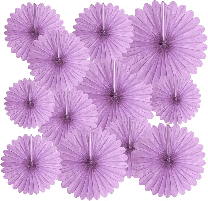 20 Pcs Light Purple Hanging Paper Fan, Hanging Honeycomb Round Paper Fans by Zankubom
