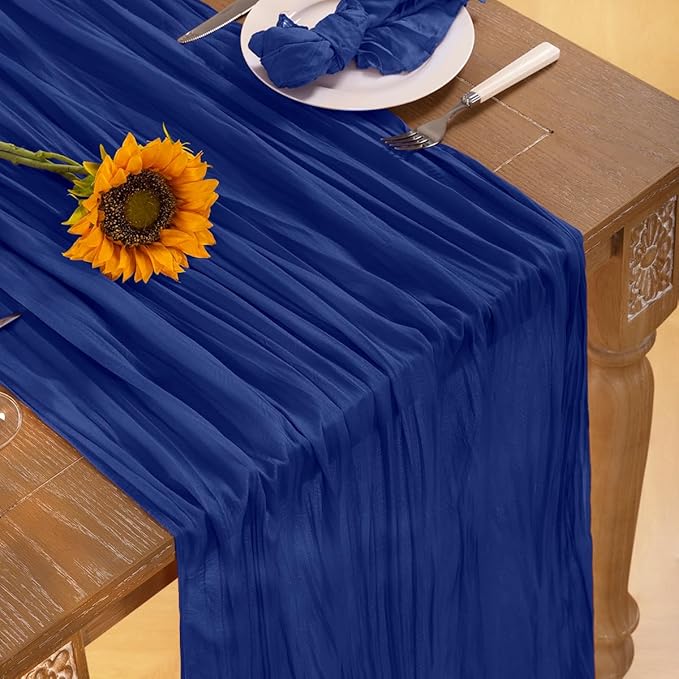 Royal Blue Cheesecloth Table Runner Blue 4 Pack Fall Table Runnerss Boho Gauze - Image 4
