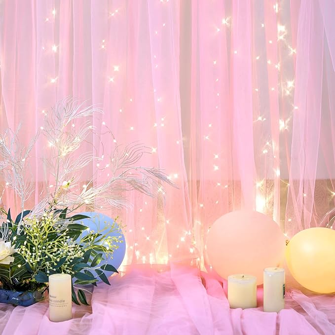 Pink Tulle Backdrop Curtains - Image 5