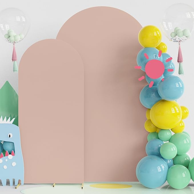 Fomcet Wedding Arch Cover 7.2FT, 6FT Nude Spandex Fitted Fabric Arch Backdrop by Fomcet