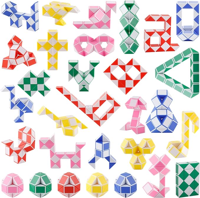 Ganowo 30 Pack Party Favor, Medium Fidget Snake Cube Twist Puzzle Toys by Ganowo
