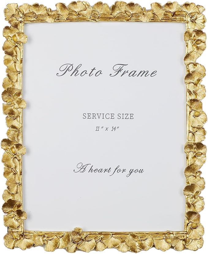 Cuspin 11x14 Picture Frame Vintage Gold Frames, Ornate Leaf Textured - Image 8