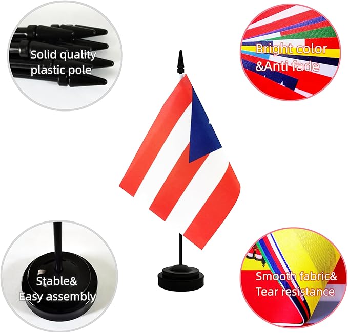 2 Pack Puerto Rico Desk Flag, International Country Flag - Image 3