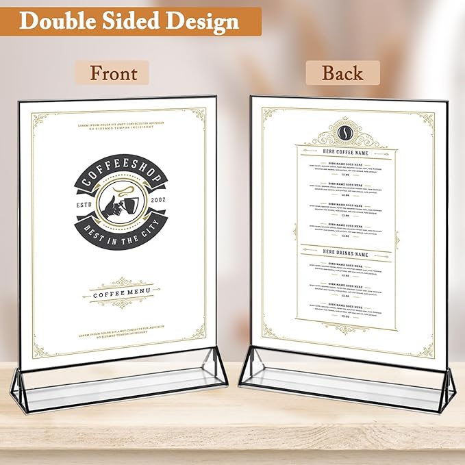 Floroom 12 Pack 8.5x11 Inch Clear Acrylic Sign Holders, Double-Sided Black - Image 4