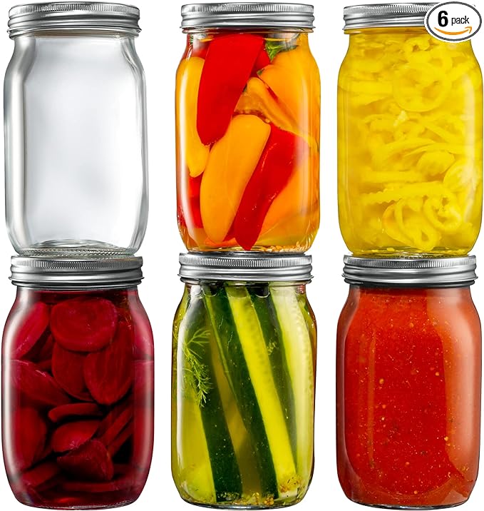 32 oz. Wide-Mouth Glass Mason Jars by GLING