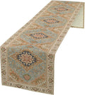 Vintage Boho Floral Table Runner, Rustic Country Farmhouse Grey Blue Orange by Unknown