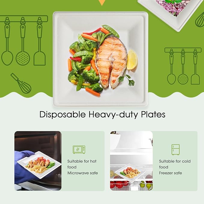 ECOLipak 120 Pack Compostable Paper Plates, 10 inch and 8 inch Heavy Duty Eco - Image 4
