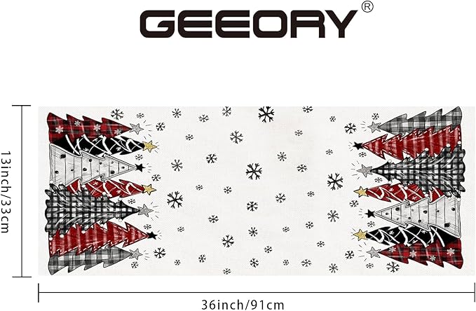 GEEORY Christmas Table Runner 13x36 Inch, Xmas Tees Snowflakes Holiday - Image 2