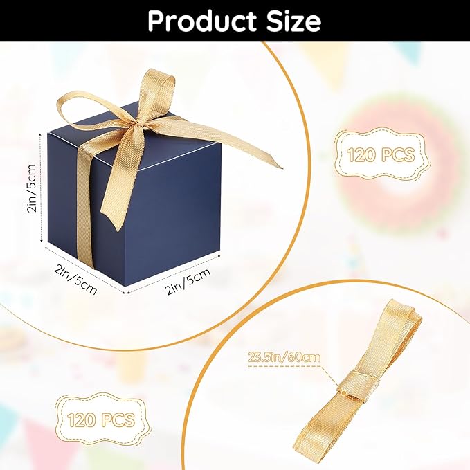 EUSOAR Favor Boxes, Paper Cube Macaron Candy Box Soap Storage - Image 2