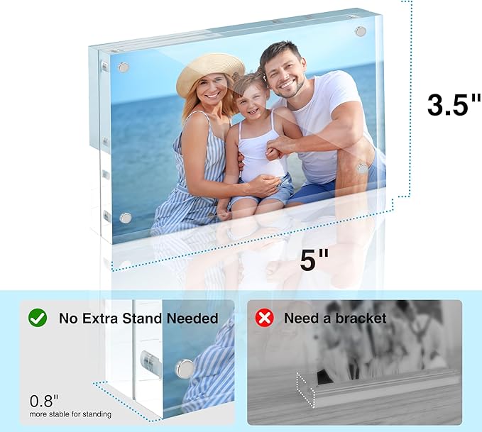 HOUSE DAY Acrylic Picture Frames 3.5x5, 1 Pack Magnetic 3.5 x 5 Picture Frame - Image 6
