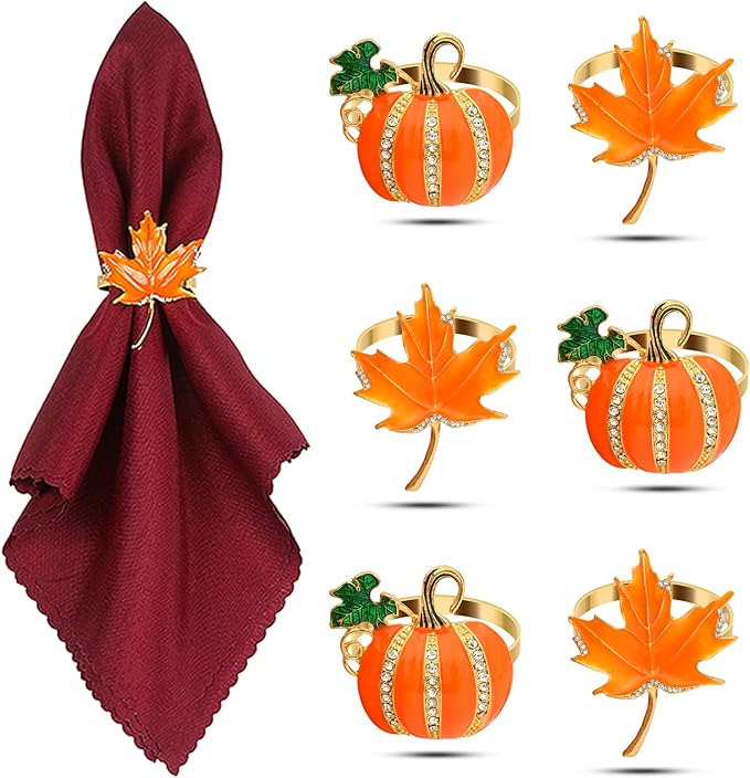 KPOSIYA Fall Napkins Rings, Fall Banquet, Holiday Dinner Party by KPOSIYA