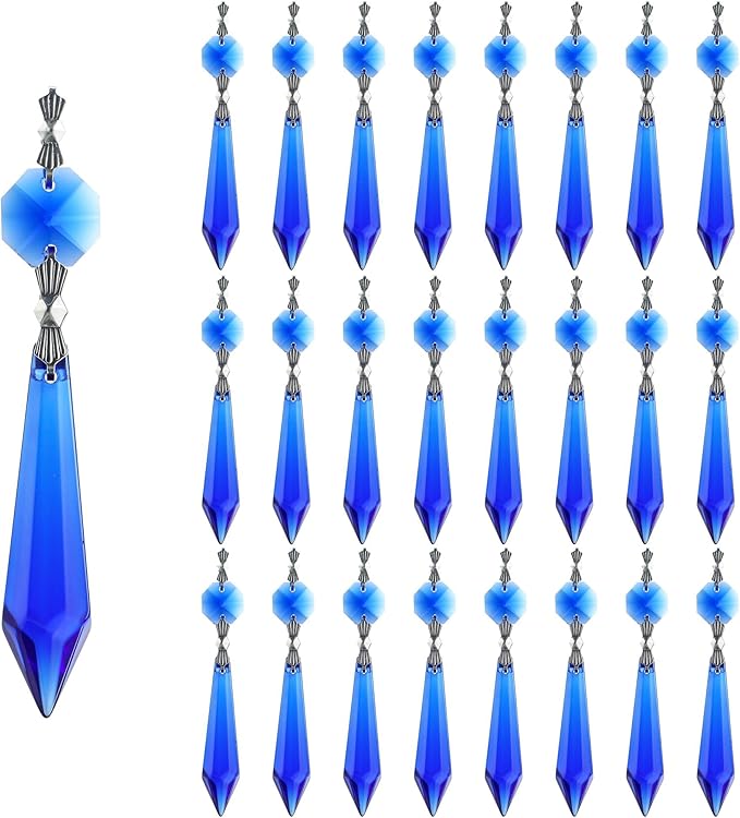 HDCRYSTALGIFTS 25pcs Blue Chandelier Crystals Replacement Chandelier Icicle by HDCRYSTALGIFTS