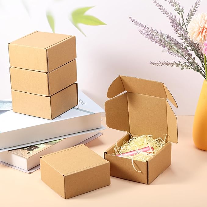 Qilery 200 Pcs Shipping Boxes Cardboard Gift Corrugated Cardboard Brown Boxes - Image 5