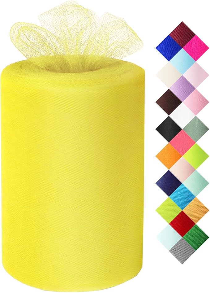 Yellow Tulle Fabric Roll 6 Inch X 300 FT Matte Tulle Ribbon Netting Mesh Spool by MIGLORIA