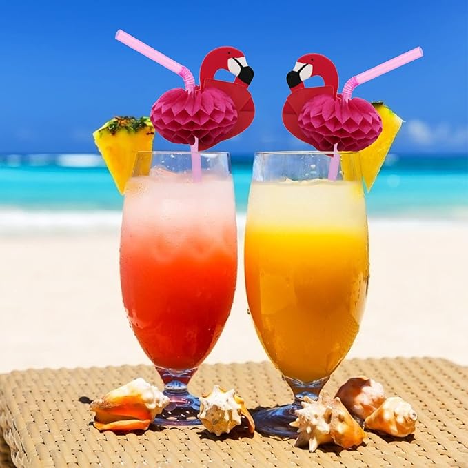 BLUE TOP Flamingo Drinking Straws Cocktail Straws 9.65 Inch 100 PCS, Decoration - Image 5