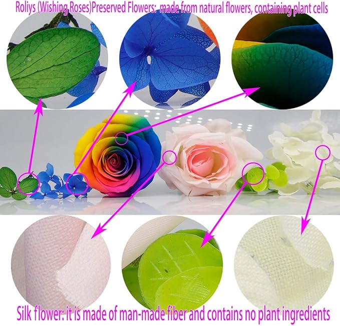 Preserved Real Roses with Colorful Mood Light Wishing Bottle, Eternal - Image 7
