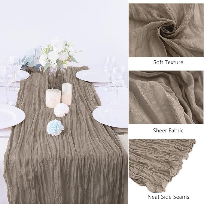 4 Pack Nude Cheesecloth Table Runner 35x120 Inch Boho Gauze Fabric Cheese Cloth - Image 3