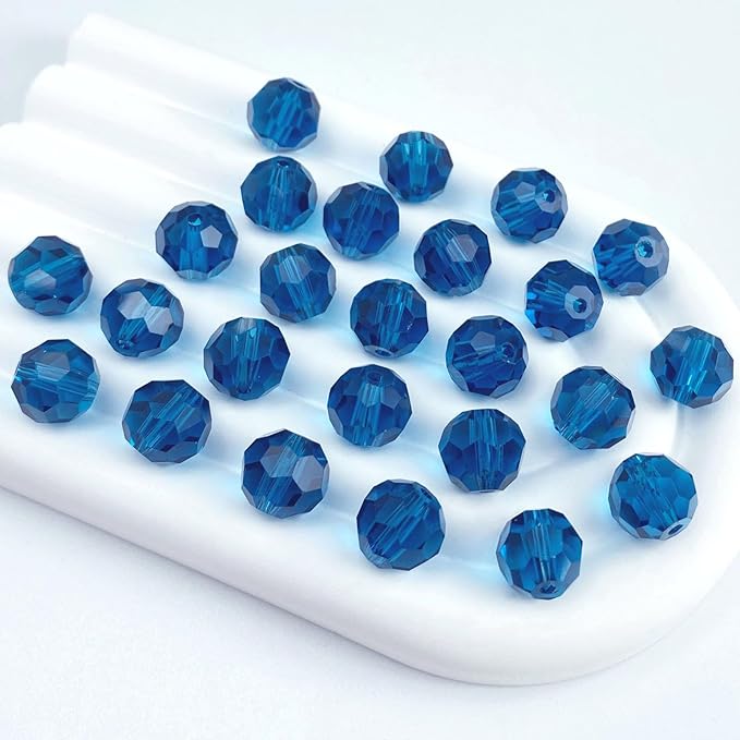 50 PCS 10mm Crystal Glass Beads Round Multiple Faceted Loose Spacer Glass Beads by Tingoons