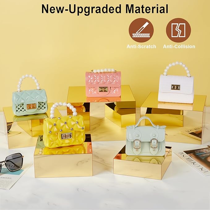 Acrylic Risers for Display 5 Pcs, Food Risers for Party Gold Cube Boxes Display - Image 4