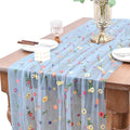 Joanlody Blue Embroidery Daisy Fall Thanksgiving Table Runner Florals Seasonal by Joanlody