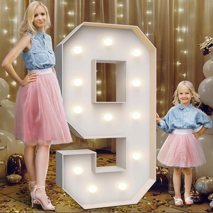 4FT Marquee Light Up Numbers 9, Party Decoration Large Marquee Light Up Letters by Teebloom